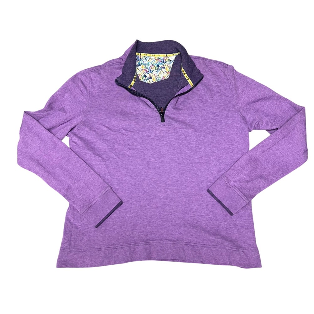 Robert Graham XL Purple Heathered‎ 1/4 Zip Cotton Pullover Sweater Classic Fit